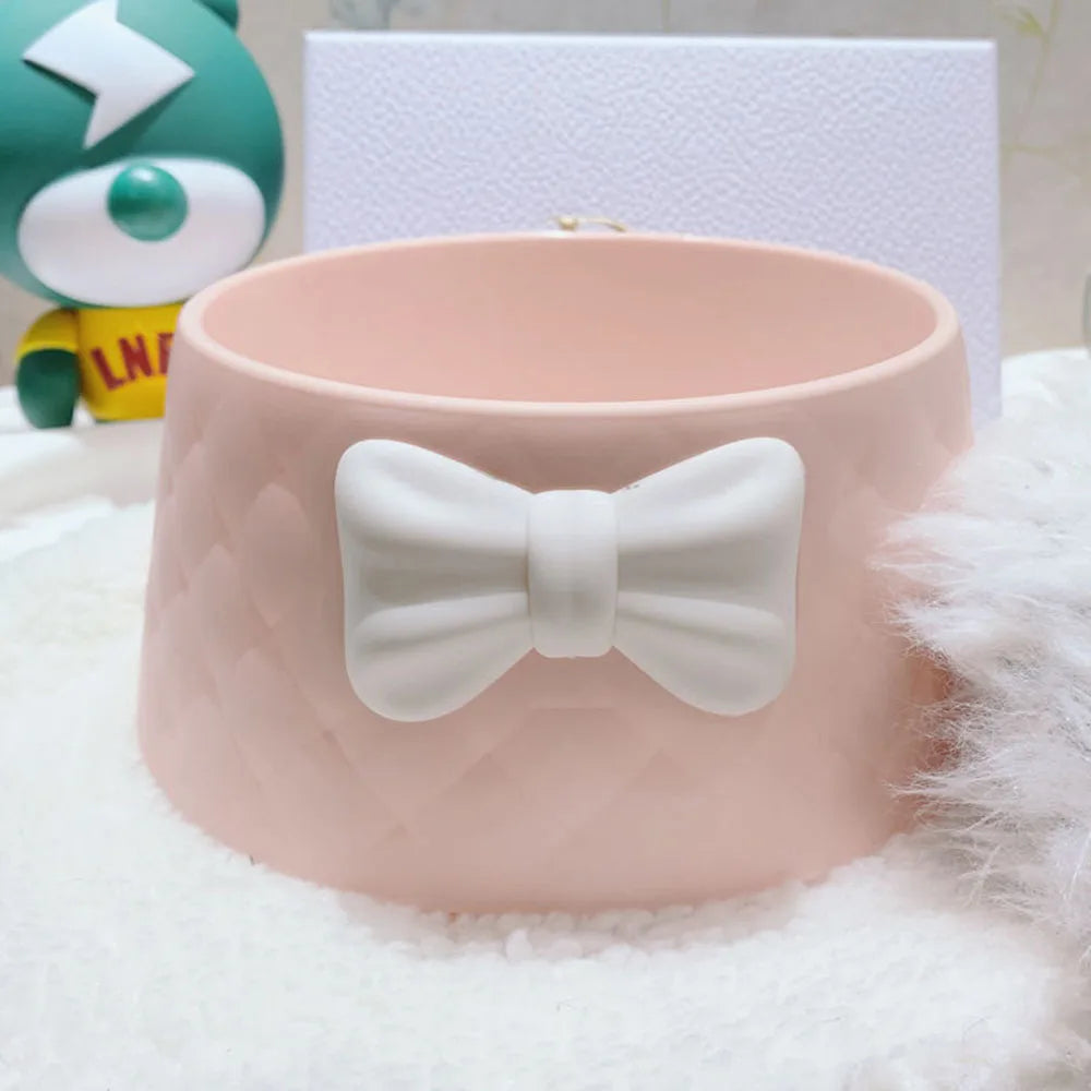  Lovely Bowknot Puppy Feeder Dish Bowl