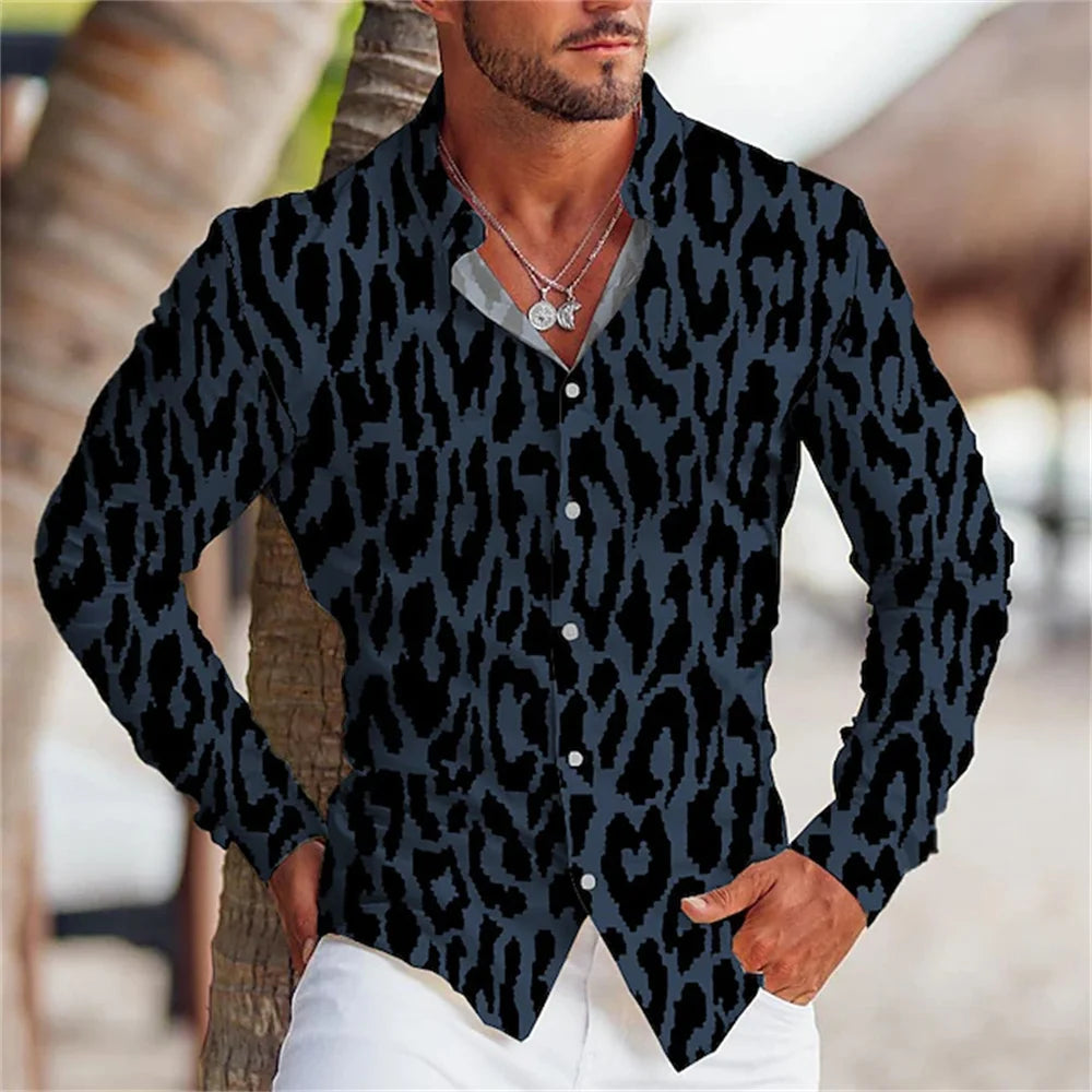 New Leopard Pattern Lightened  Men'S Shirt 