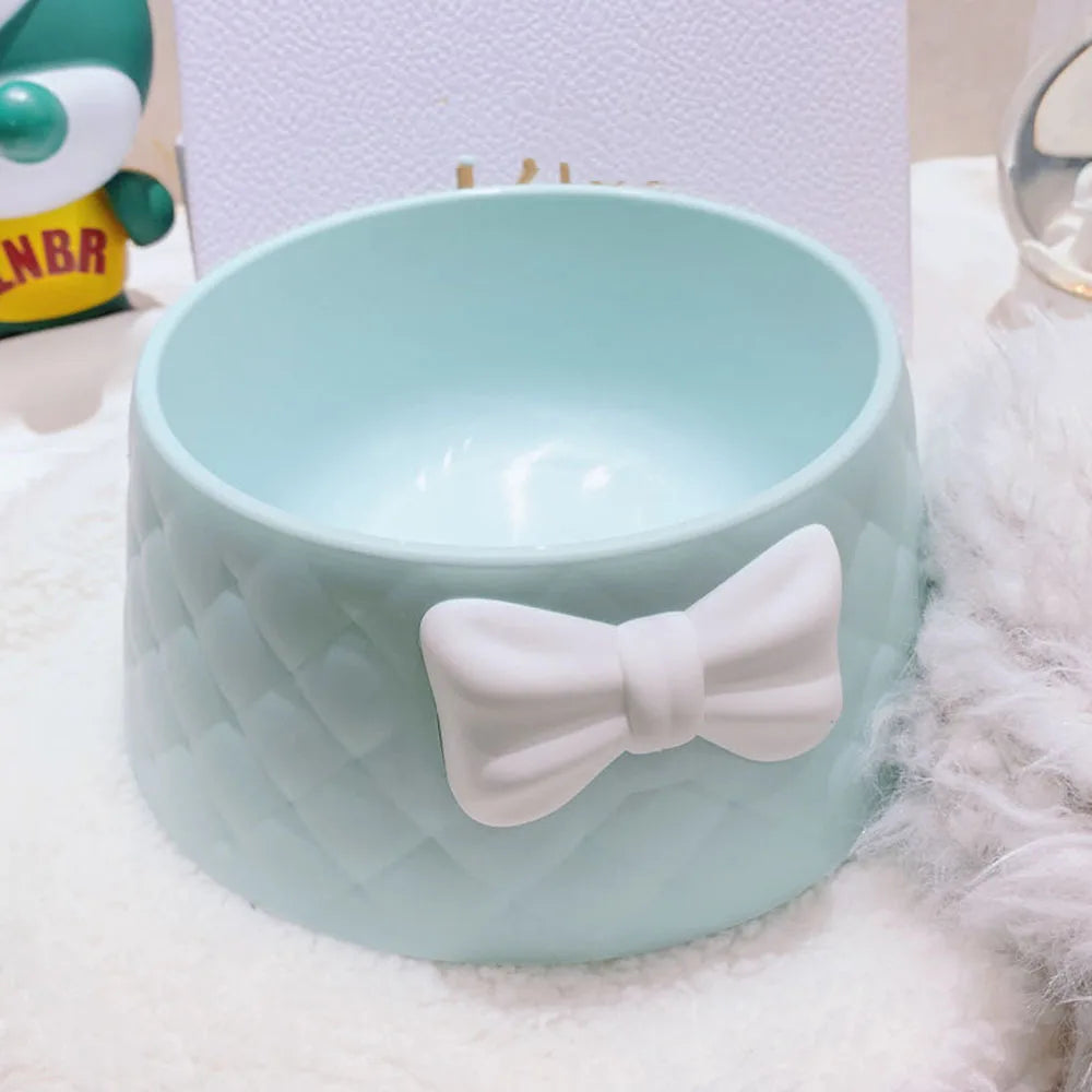  Lovely Bowknot Puppy Feeder Dish Bowl