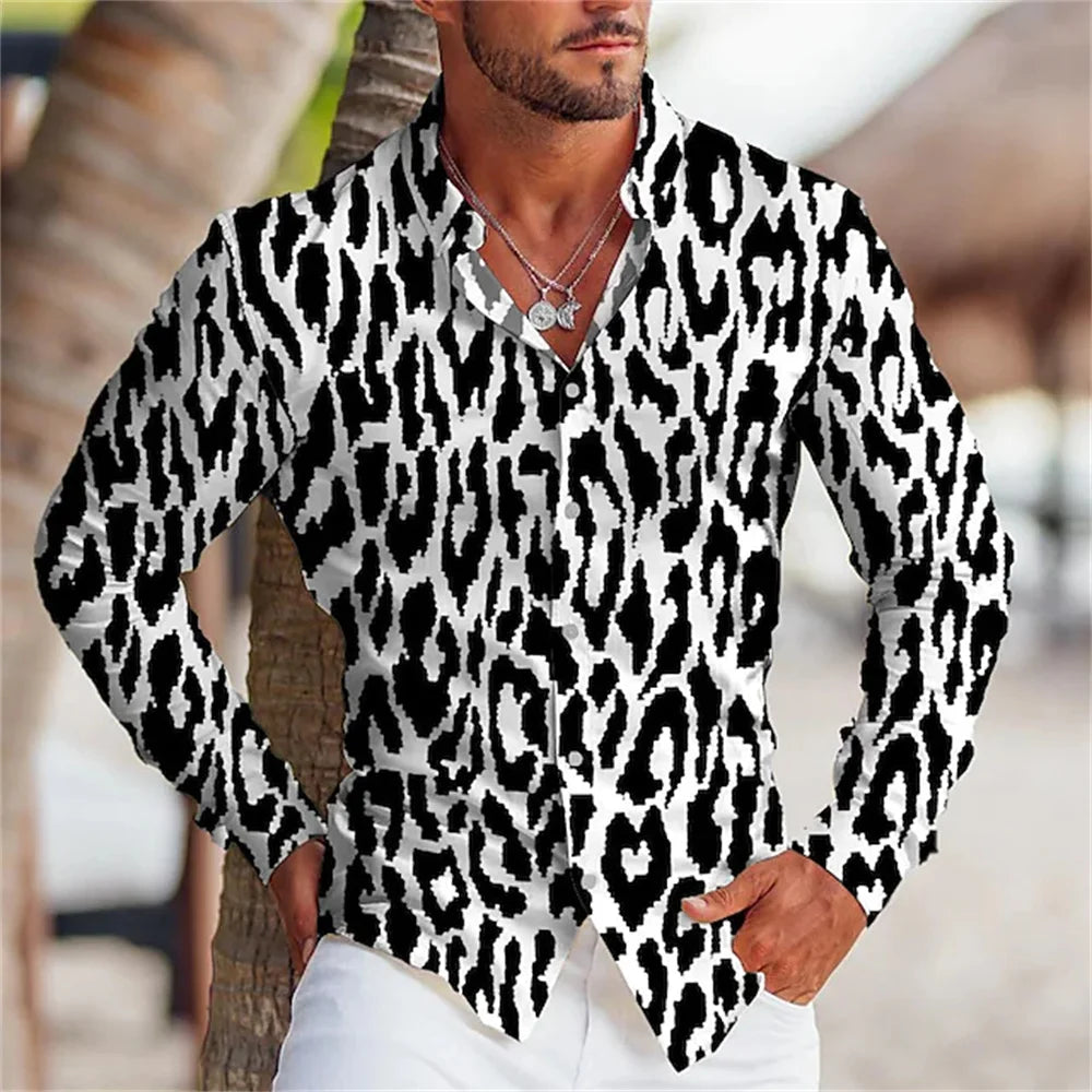 New Leopard Pattern Lightened  Men'S Shirt 